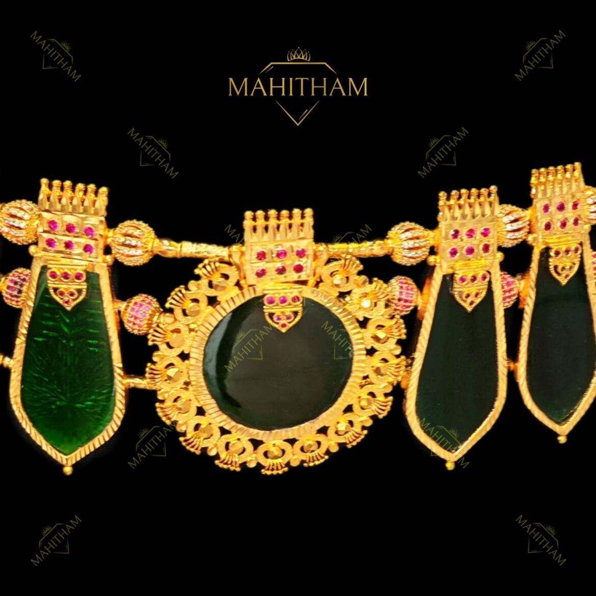 Mahitham Nagapadam Hip Chain MG-2050 (6+6+Center) – Customizable Traditional Gold Plated Waist Belt for Dancers & Brides