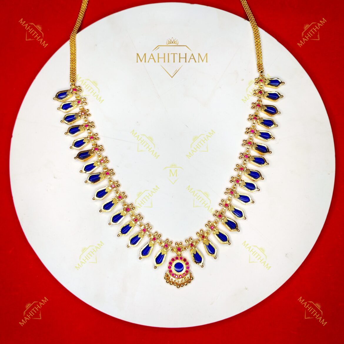 Mahitham Traditional Blue Nagapadam Necklace MG-2074