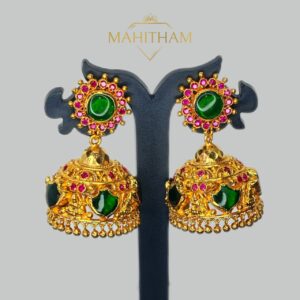 Mahitham Green Palakka Temple Jhumka – MG-2102 - medium