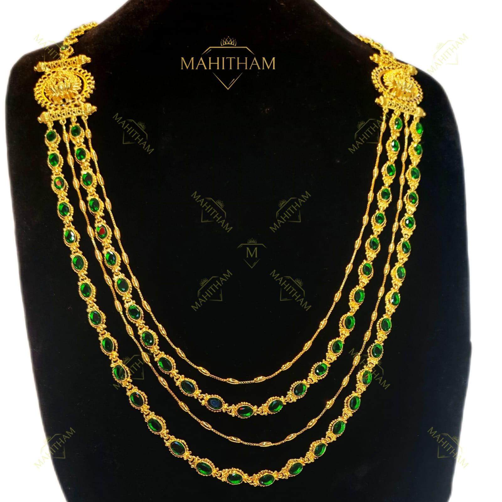 4layer green Four Layer Necklace- Green