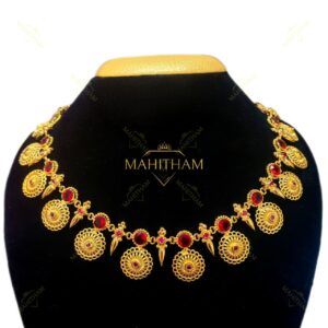 Red Round AD Stone Floral Necklace