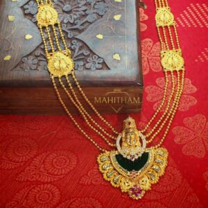Palakka Pendent with lakshmi Long Haram MG-2135