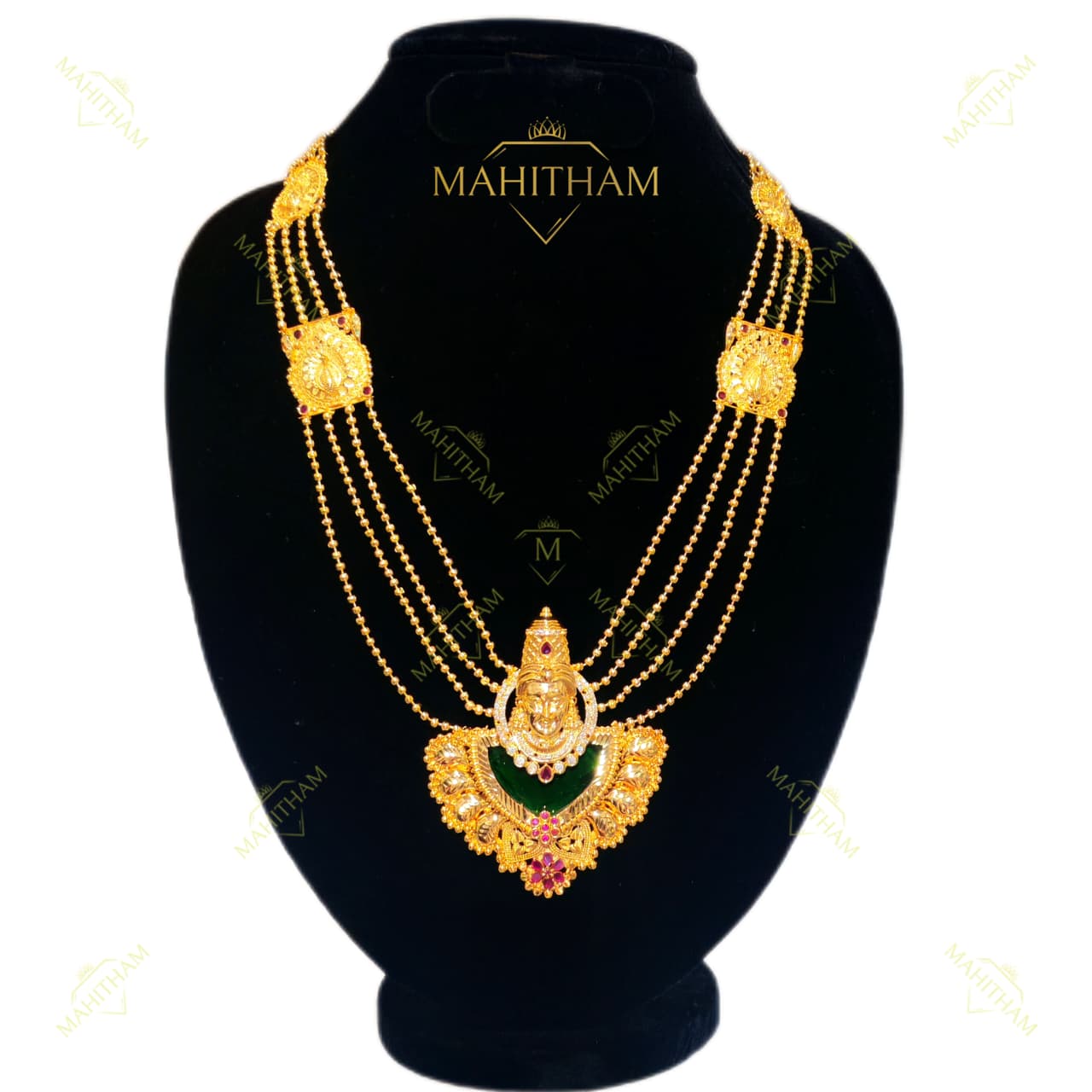 palakka pendent with lakshmi long haram_2 Palakka Pendent with lakshmi Long Haram_2 MG-2135