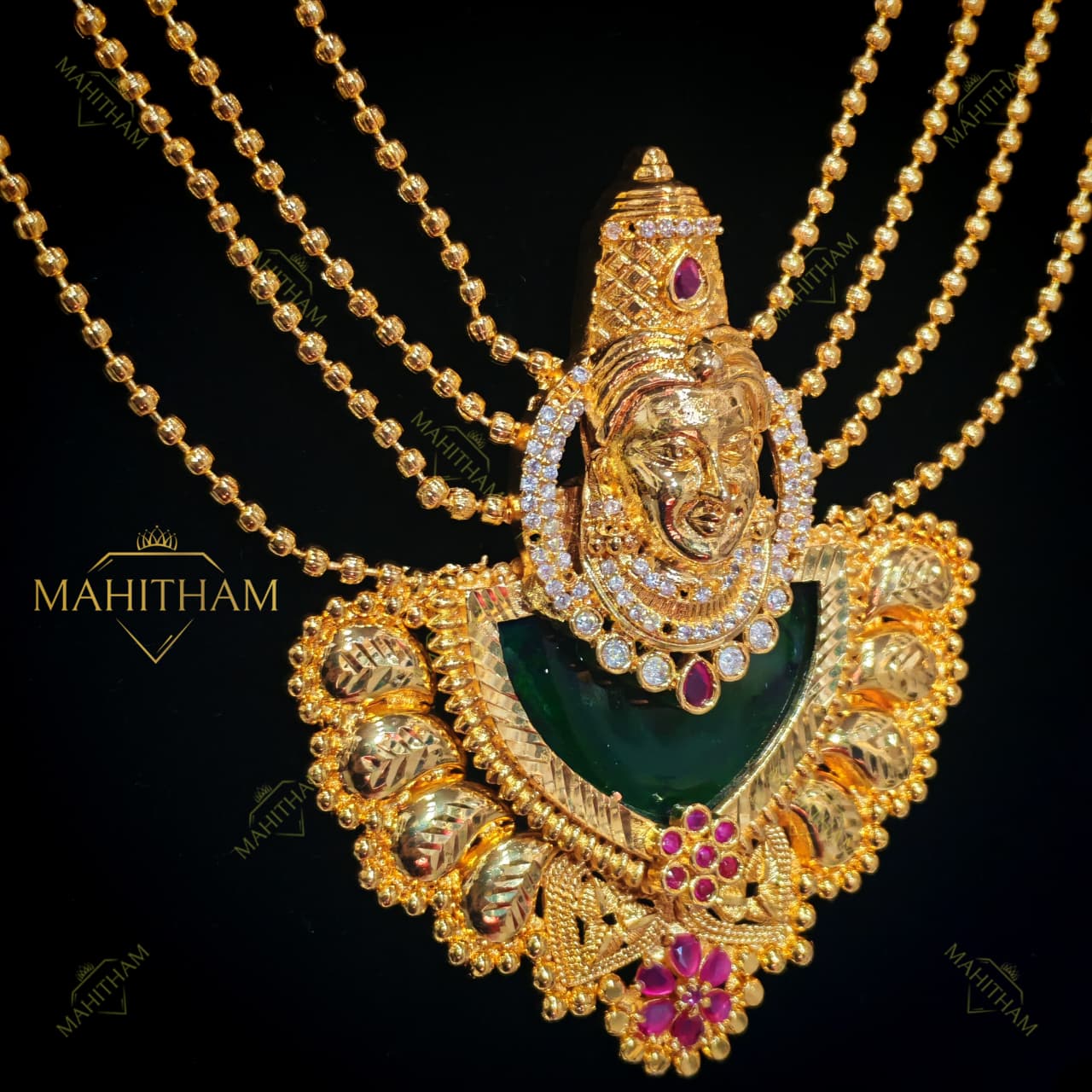 palakka pendent with lakshmi long haram_3 Palakka Pendent with lakshmi Long Haram_1 MG-2135