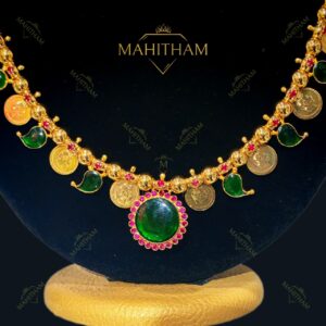 Mahitham MG-2157 – Long Mango and Head Coin Necklace