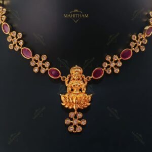 Mahitham lakshmi lotus necklace_1