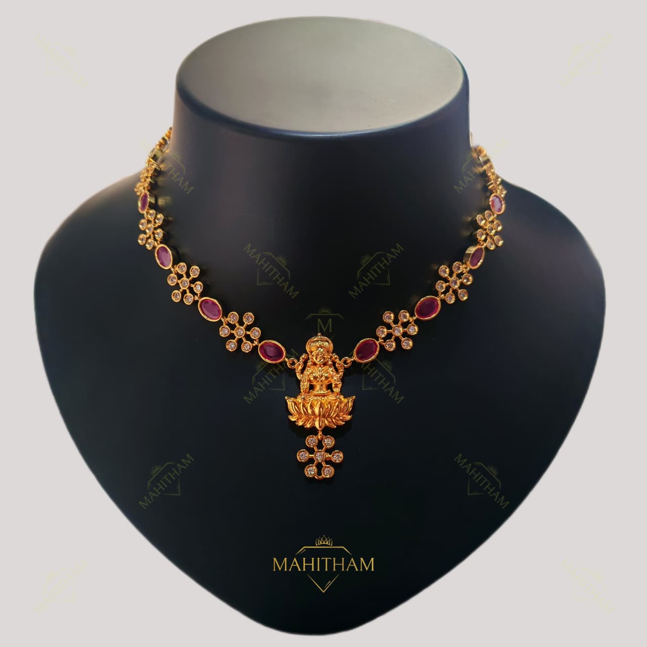 lakshmi pendent necklace short_1 Mahitham lakshmi lotus necklace