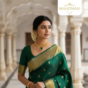 Mahitham Green Nagapadam Centre Necklace – MG-2170. model reference