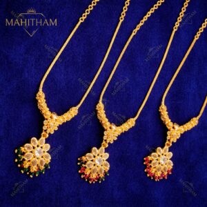 AD Stone Floral Pendant Necklaces – Ruby, Green & Dual Colour | MG-2167