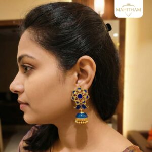 Royal Blue Glass Stone Jhumka MG-2162