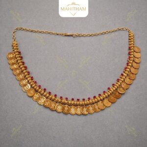 Adukku lakshmi coin with ruby necklace