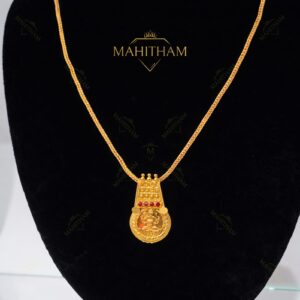 Lakshmi coin pendant chain with ruby stones_1