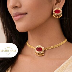 Mahitham Oval Meera Choker & Earring Combo – MG-2177 model