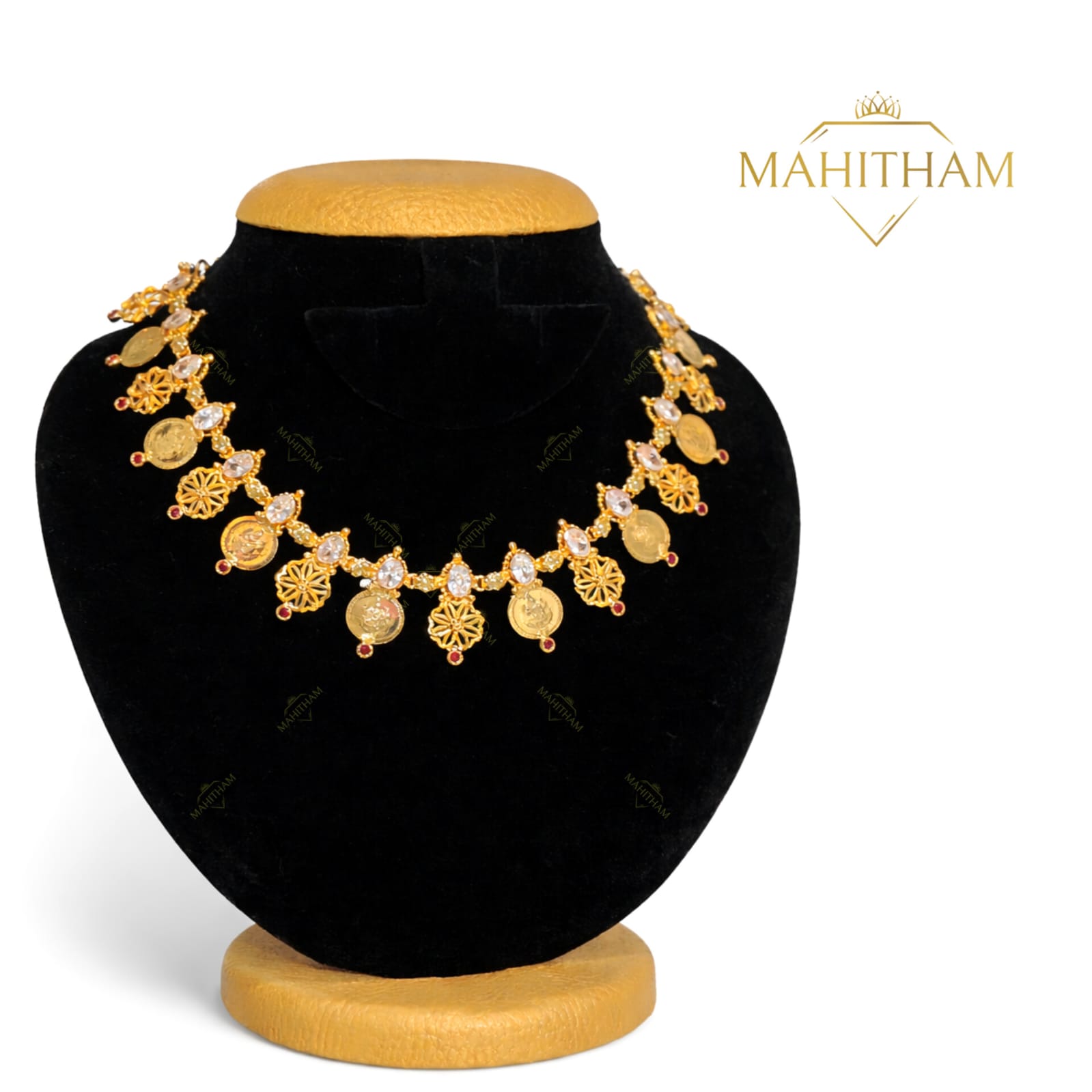 White AD-Stone Coin Necklace | MG-2195