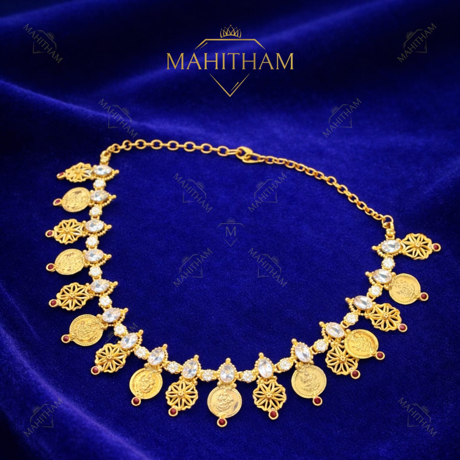 White AD-Stone Coin Necklace | MG-2195_1