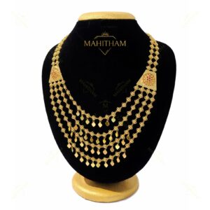 MG-2200 Dye Bridal Haram traditional four layer gold finish necklace