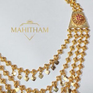MG-2200 Dye Bridal Haram traditional four layer gold finish necklace_1