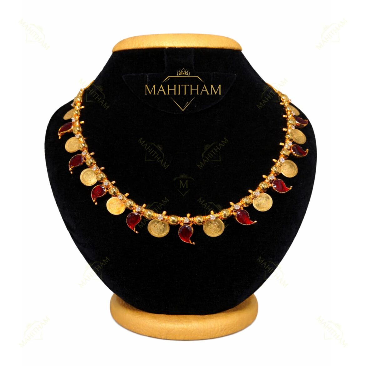 MG-2202 |  Red Glass Mango Coin Necklace