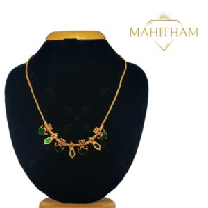 Traditional palakka nagapadam stone necklace with ruby accents Kerala jewellery MG-2218