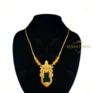 Handmade green nagapadam pendant with chain Kerala traditional design gold finish MG-2223