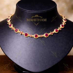 Ekaa Red AD stone choker traditional jewellery premium gold finish MG-2229