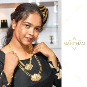 Chandraminni Pathakam Necklace MG-2230 and Thamara pendant coin haram MG-2231 traditional gold finish jewellery