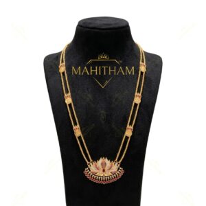 Thamara coin haram necklace with ruby white stones MG-2231