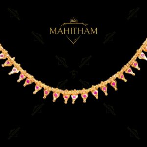 Close view ruby thalli necklace small thalli design premium gold finish MG-2232