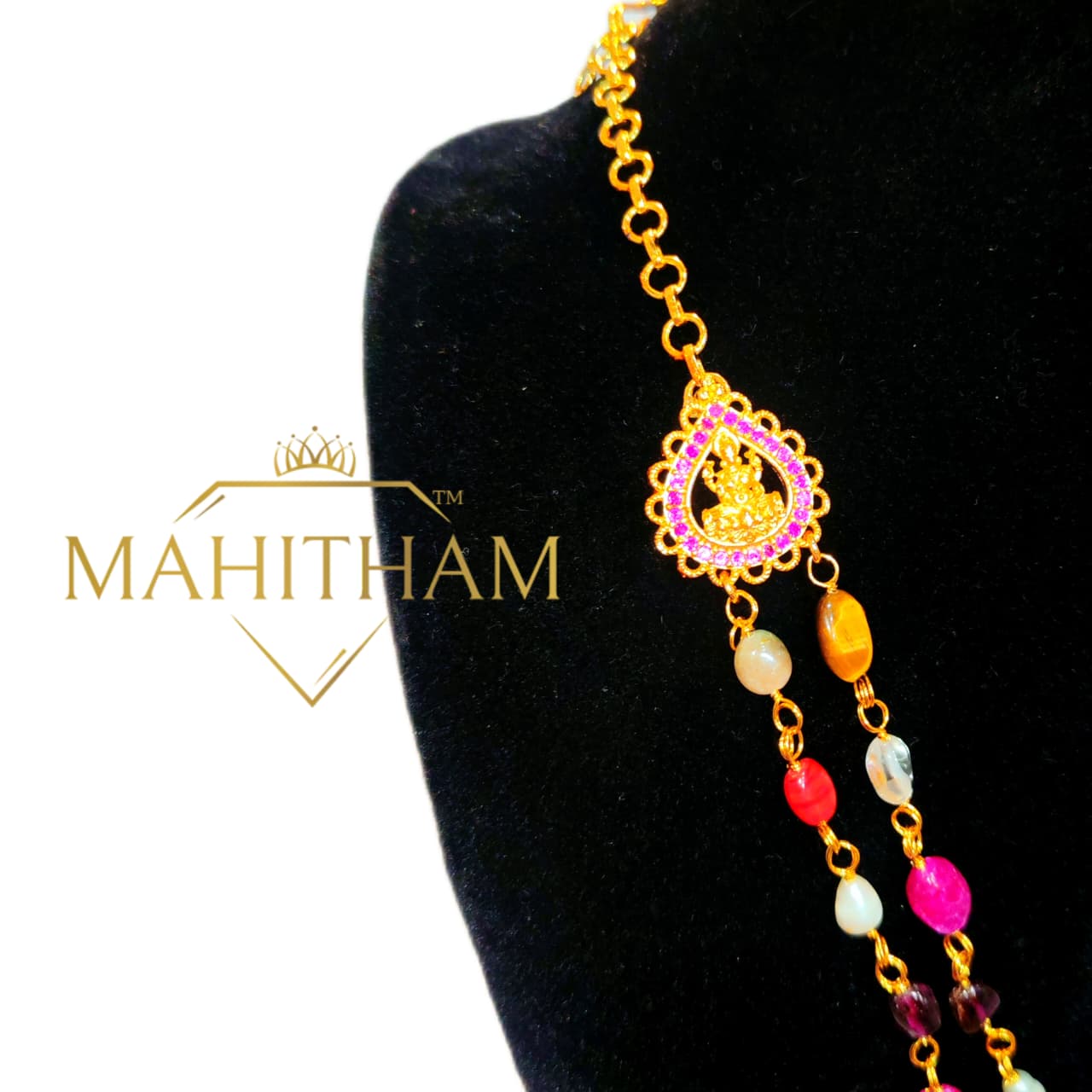 Navarathna bead double layer chain traditional haram MG-2234