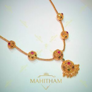Kolussu ruby traditional necklace premium gold finish MG-2235