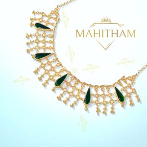 Marathakka jalika gopi stone choker green premium gold finish MG-2236