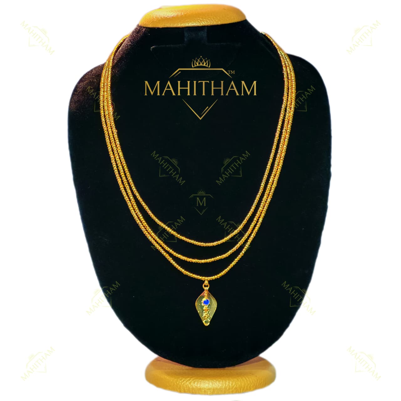 Blue stone moonizhamanni mala layered chain necklace MG-2239