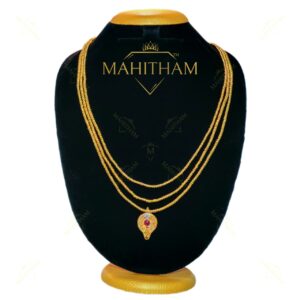 Moonizhamanni ruby stone haram long necklace premium gold finish MG-2240