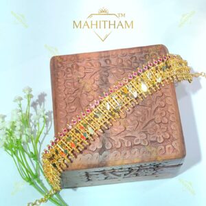 Elakathalli ruby choker design 7 two layer pearl hanging MG-2253