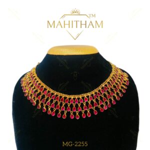 Rose gopi layered necklace three layer teardrop design premium gold finish MG-2255