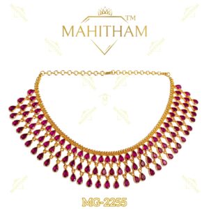 Rose gopi necklace layered design with pink stones premium gold finish MG-2255