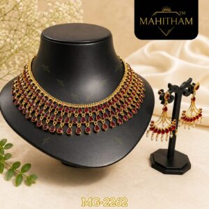 Rose gopi combo set necklace and earring 3 layer design premium gold finish MG-2262