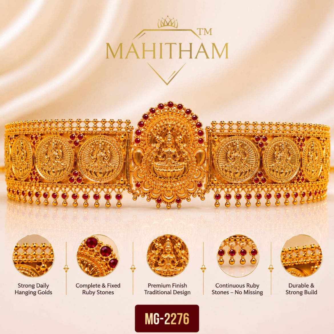 Lakshmi Ruby Hip Chain MG-2276