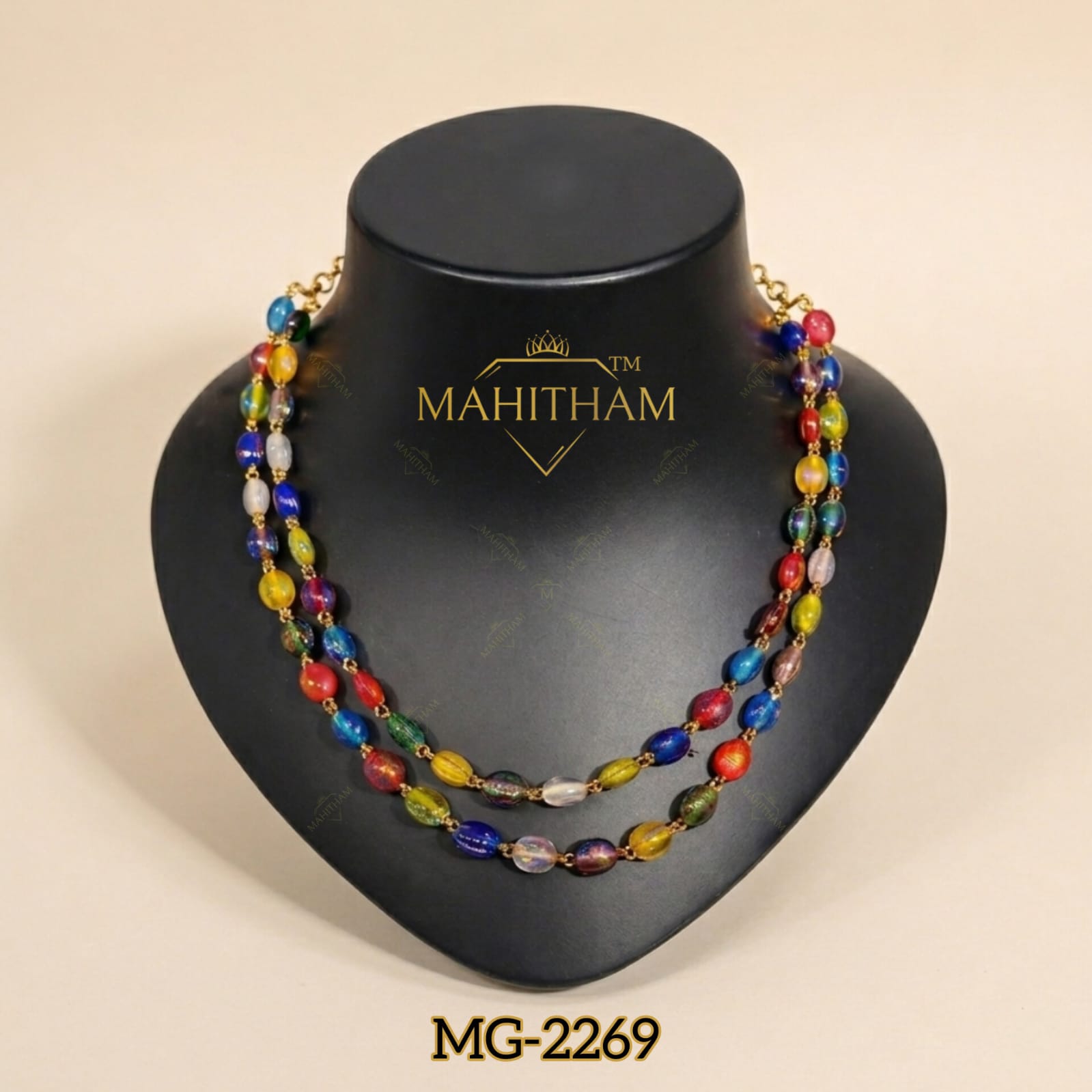 Navarathna Double Layer Chain MG-2269 Multi Colour Traditional Bead Chain