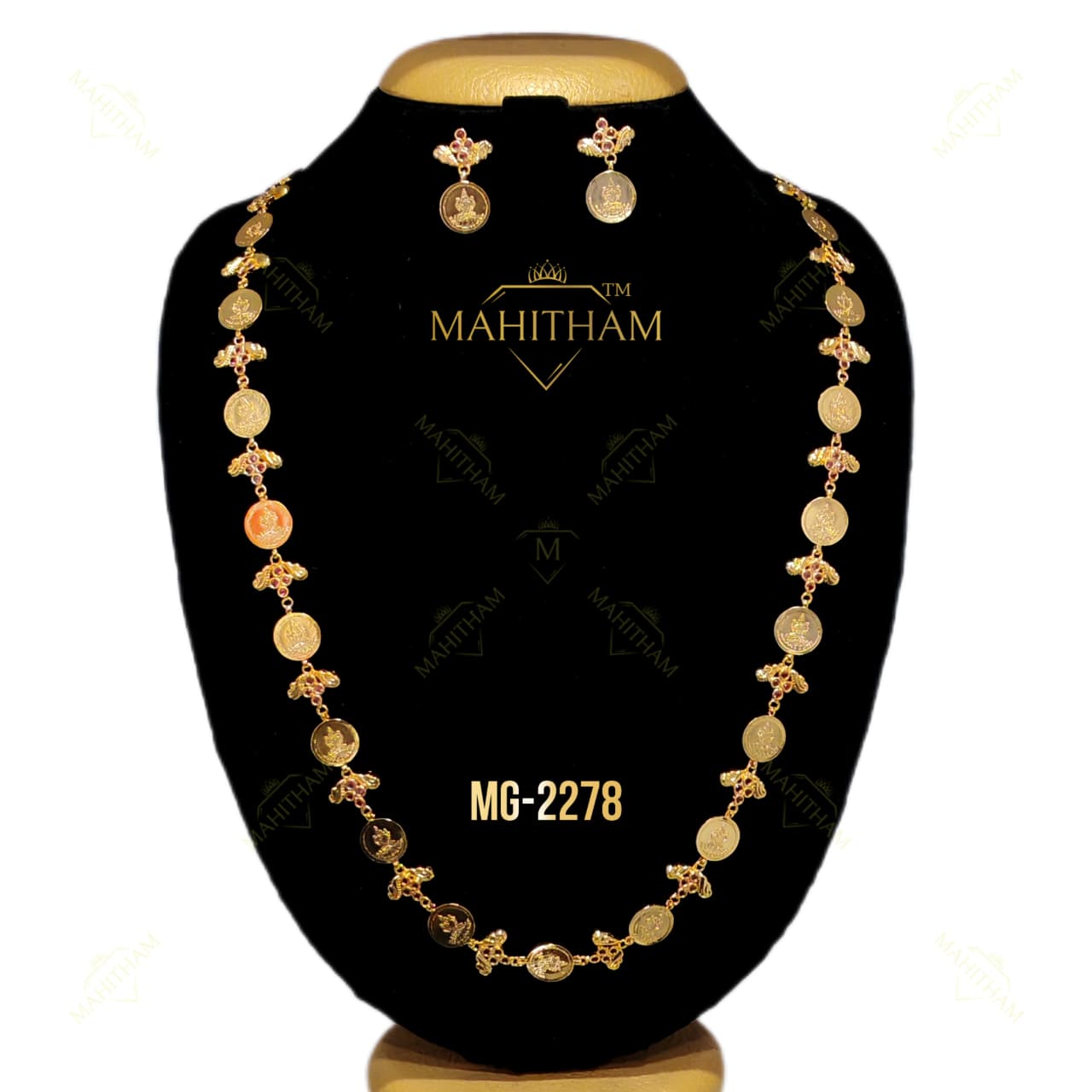Lakshmi Coin Ruby Haram Necklace MG-2278