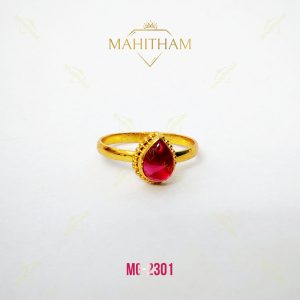 Ruby Drop Stone Ring MG-2301 Traditional Gold Finish Ring