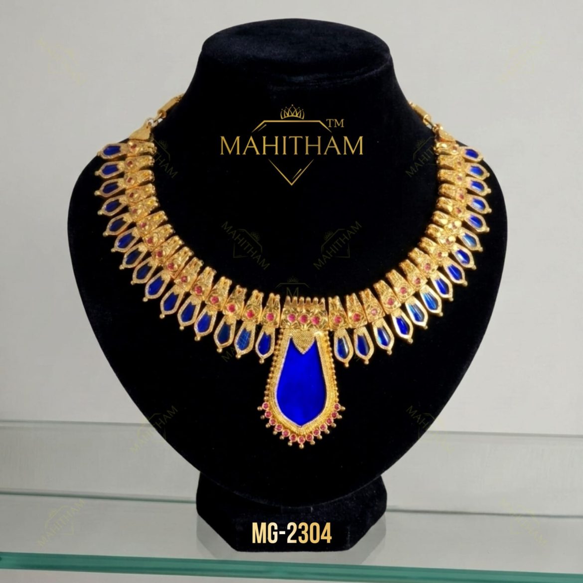 Blue Nagapadam Necklace MG-2304 | Big Locket Design