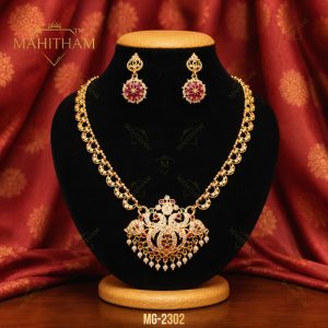 Chandrammini Pathakam Combo Set MG-2302 Traditional Kerala Necklace with Matching Earrings