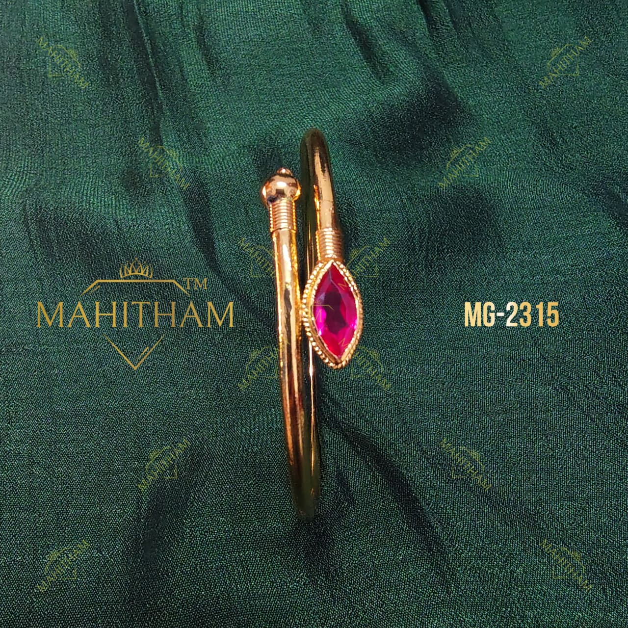 Ruby Oval Stone Adjustable Bangle MG-2315